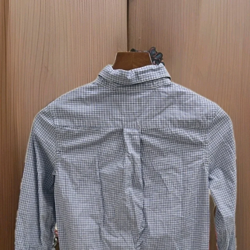 Polo Ralph Lauren Boys Long Sleeve Shirt M 10/12 Button Down Blue Plaid Stretch